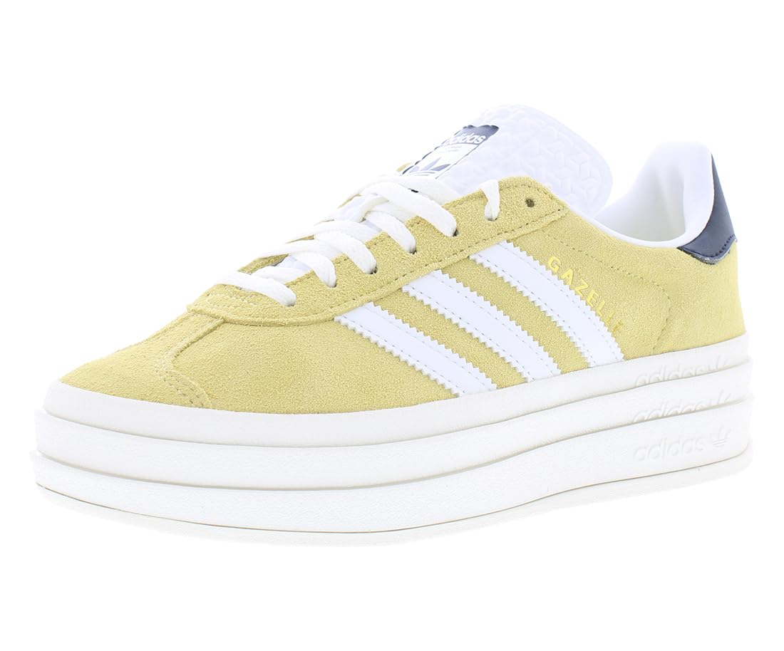 adidas Gazelle Bold Suede Womens Shoes Size 7, Color: Almost Yellow/Footwear White/Legend Ink