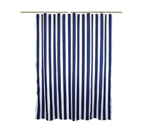 Zigzag Park Navy Style Blue White Stripe Fabric Shower Curtain Waterproof, Vertical Stripes, 70 Inches Wide By 78 Inches Long #TOP1