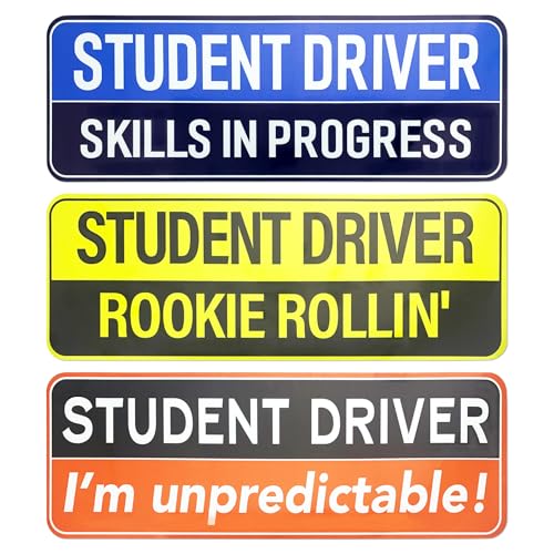Image of 3PCS Student Driver Magnet for Car - Removable Student Driver Magnet, Novice Driver Safety Signs, Reusable Reflective Bumper Sticker for New Drivers, Teen & Learner Permit Accessories
