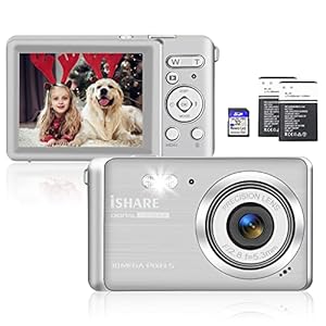 Digital Camera, Rechargeable 30MP Point and Shoot Camera with 32GB Card 18X Digital Zoom, Compact Camera for Kids Teens Aldults Elders (Silver)