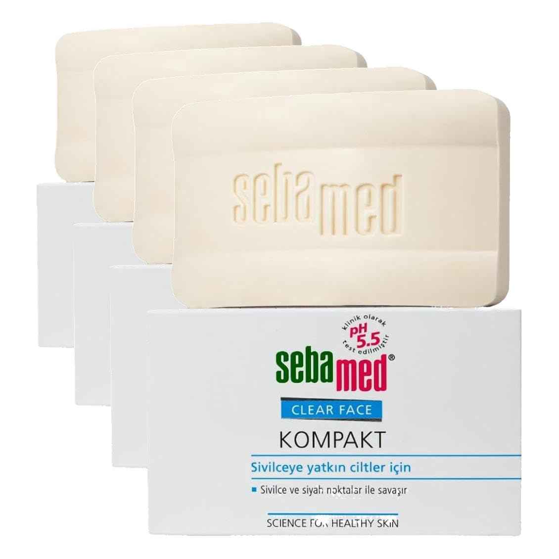 Sebamed Clear Face Sivilce ve Akne Karşıtı Yüz Temizleyici Kompakt 100 gr (4 paketi)