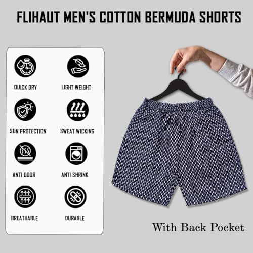 Image of Men's Cotton Shorts Waistband, Zip Fly, 1 Zip Pocket, Back Pockets (Pack of 2)