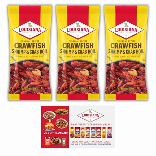 Louisiana Fish Fry Products Crawfish, Shrimp & Crab Boil Seasoning - Spicy & Delicious Seafood Powder Complete Seasoning - Low Salt Cajun Seasoning 16 oz (Pack of 3)