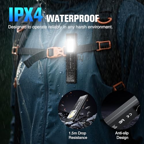 Image of RECHOO Rechargeable Flashlights High Lumens 4Pack, Magnetic EDC Flashlight with Clip, 8 Modes Powerful Pocket LED Flashlight, Waterproof Portable Flat Flashlights for Home Camping Emergency