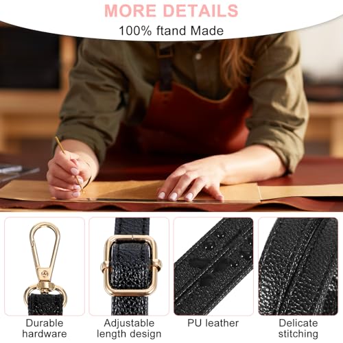 Image of Ymapinc Leather Crossbody Strap Replacement for Women Handbags - 33.46-59.06 Inch Adjustable Black Long Purse Strap Repair for Crossbody Bag Wallet - PU