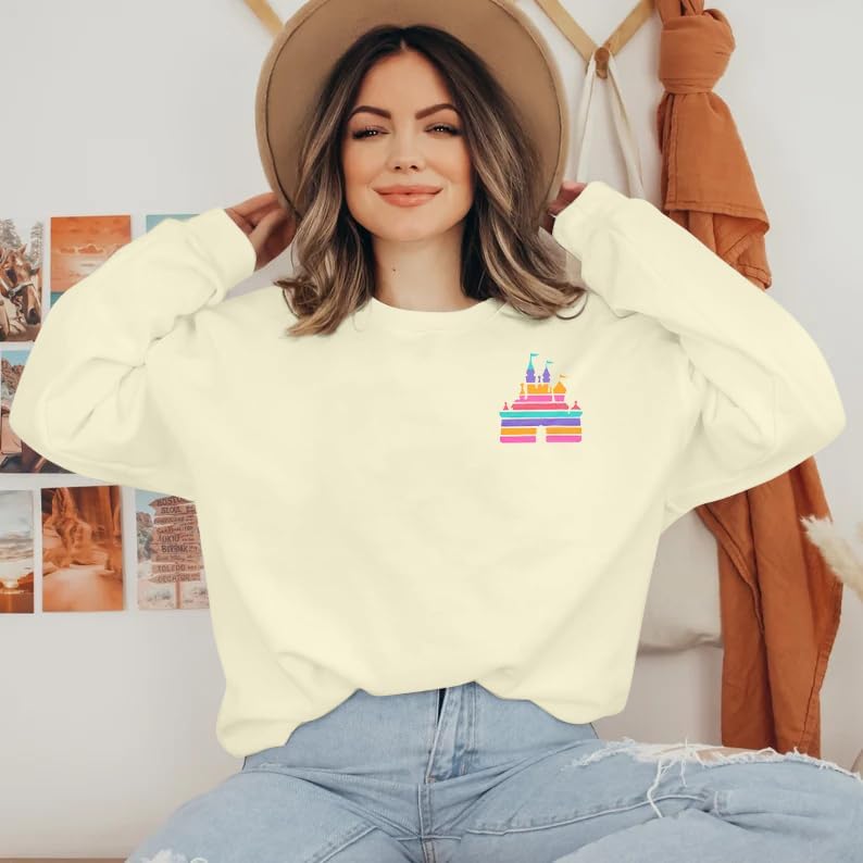 ASTANFY Magic Kingdom Sweatshirt for Women Castle Graphic Sweatshirts Oversized Family Vacation shirts Long Sleeve Pullover - Image 2