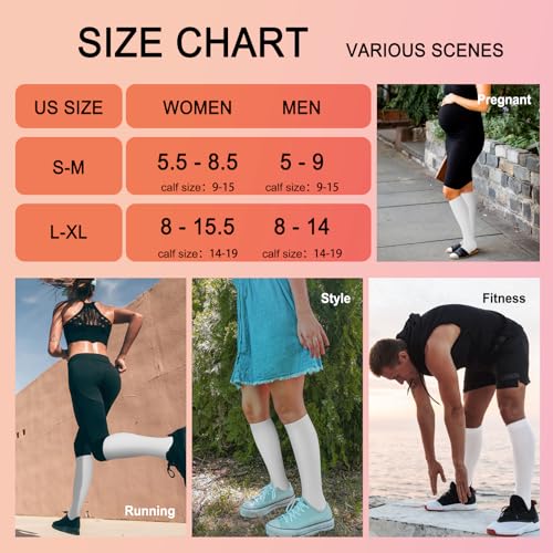 Image of Iseasoo 4 Pairs Compression Socks for Women Circulation-Best Support for Nurses,Running,Athletic,Travel