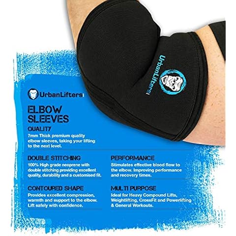 Urban Lifters Elbow Sleeves (Pair) - Excellent Support, Warmth, Compression, Injury Prevention and Performance Enhancement for Pressing, WOD's, Crossfit, Weightlifting, Powerlifting & Gym Goers.(XXL) Cover
