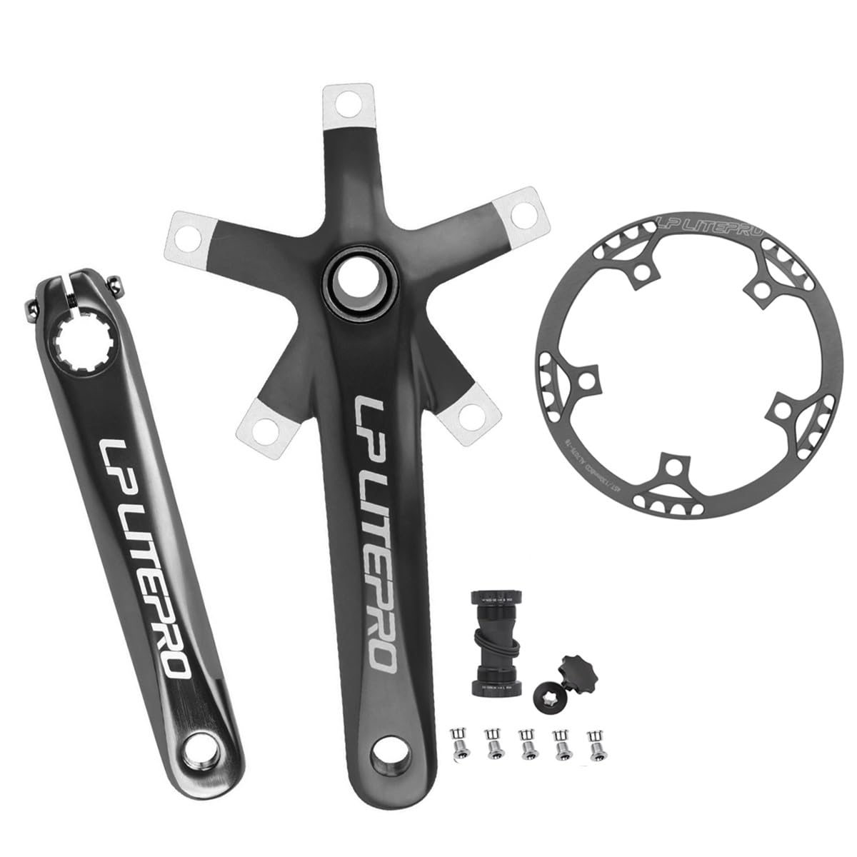 Jeu De Manivelles Litepro 170 Mm 130BCD – Plateau 50-58 Dents, Pour Vélo Pliant, Noir