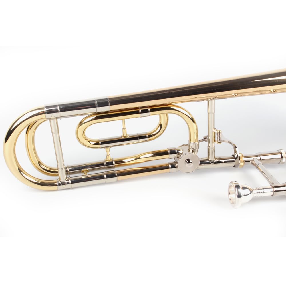 Bb/F High Grade Posaune Quartventil, Neusilber Goldmessing Softkoffer Mundstück