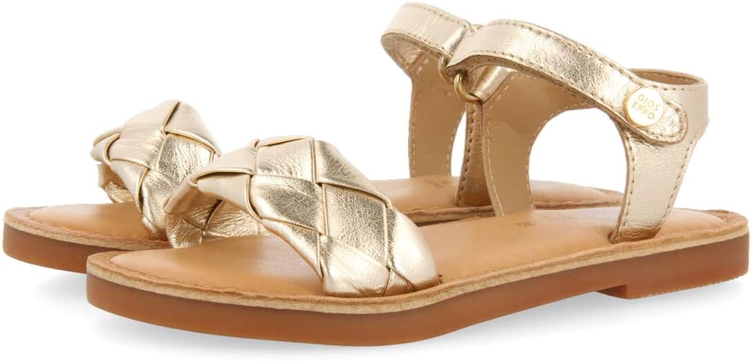 GIOSEPPO KNIN gouden leren sandalen met gevlochten spade voor meisjes, Blauw, 34 EU GIOSEPPO KNIN gouden leren sandalen met gevlochten spade voor meisjes, Blauw, 34 EU