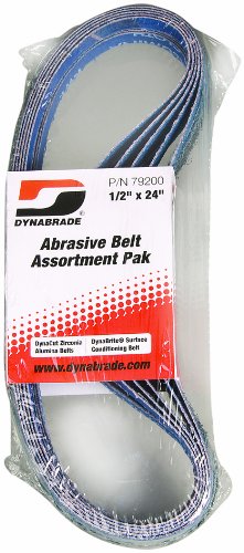 Dynabrade (79200) Belt Assortment Pak | 1/2"" (13 mm) Wide x 24"" (610 mm) Long | Assorted DynaCut and DynaBrite Belts | For Use with Dynabrade Abrasive Belt Tools