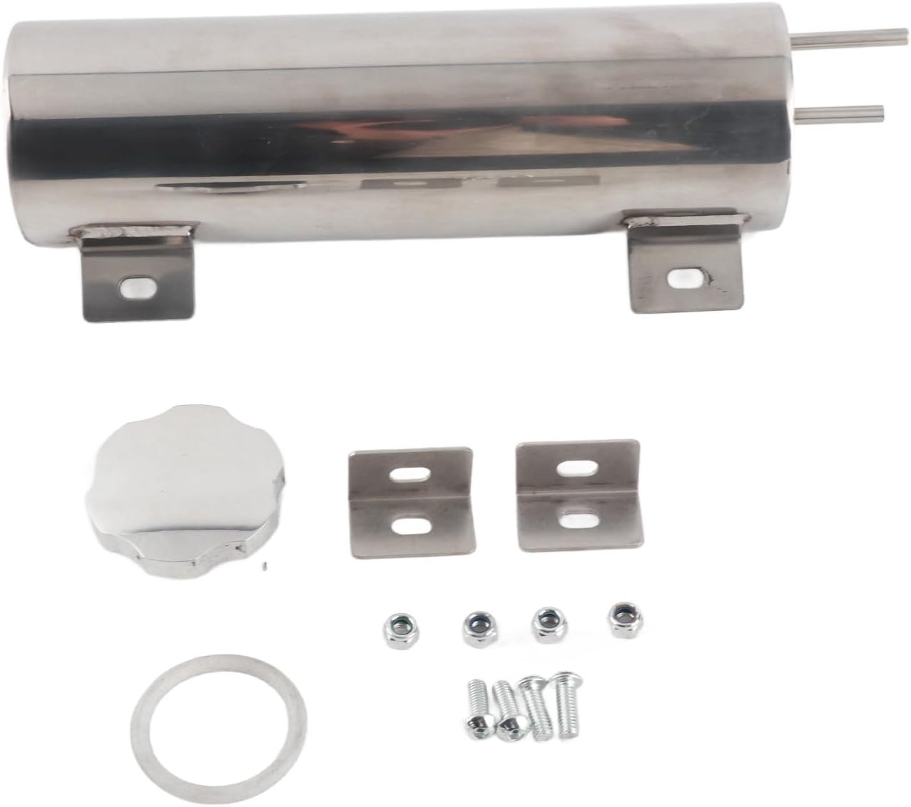 Polished Stainless Steel Radiator Tank Overflow with Brackets, Bolts, Nuts, 3x10 for Cars, Hot Rods and Classic Engines Industrial Supplies