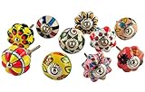 Set of 10 Multicolor hand painted ceramic pumpkin knobs cabinet drawer handles pulls