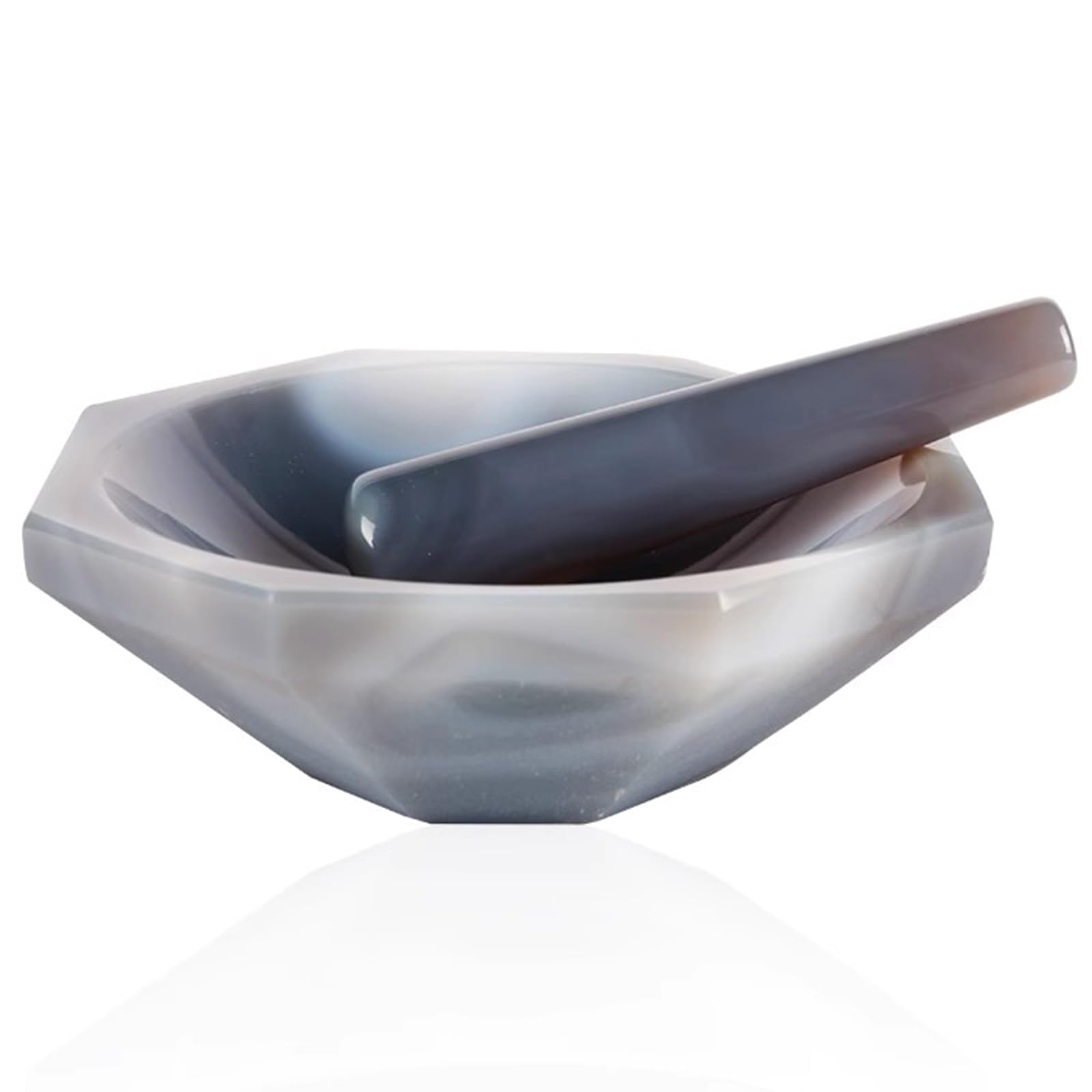 Vituord Agate Mortar and Pestle Set, Natural Agate Grinder for Lab Polished, Internal Diameter 120mm, External Diameter 138mm, Depth 33mm, Hardness 7-7.2