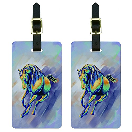 Graphics & More Horse Running Abstract-Painterly Expressionism Luggage Tags Id, White