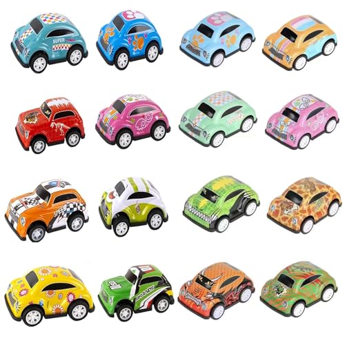 16 Stück Aufziehauto, Spielzeugautos ab 2 Jahre, Autos, Kleine Autos, Aautos ab 2 Jahre, Ostergeschenke Kinder Spielzeugautos, Pull Back Rennfahrzeuge für 2 3 5 Jahre alte Jungen Party Taschen Füller