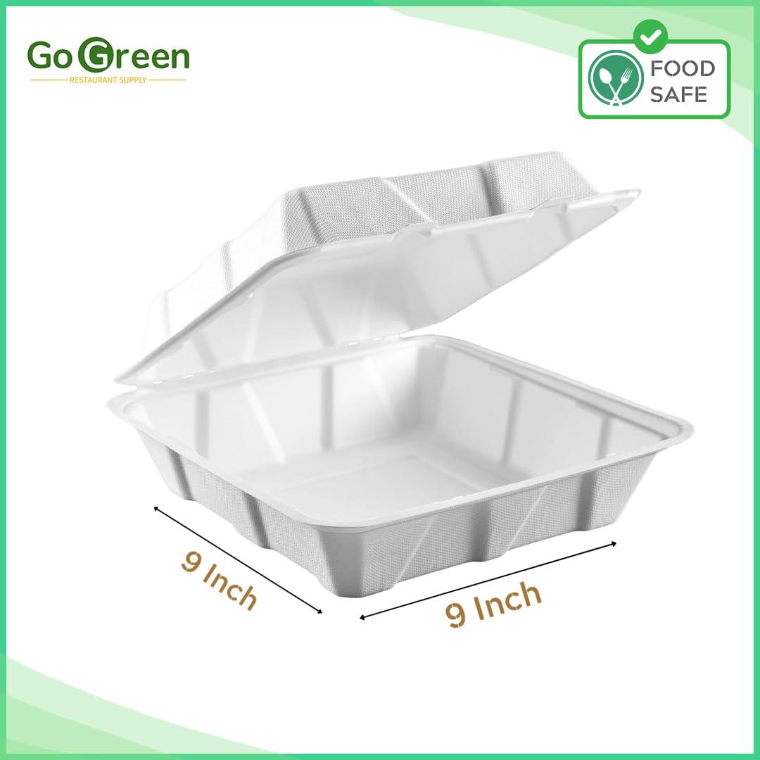 EcoQuality 75oz Clear Hinged Plastic Clamshell Multiple Use Food Storage Container 8 3?4