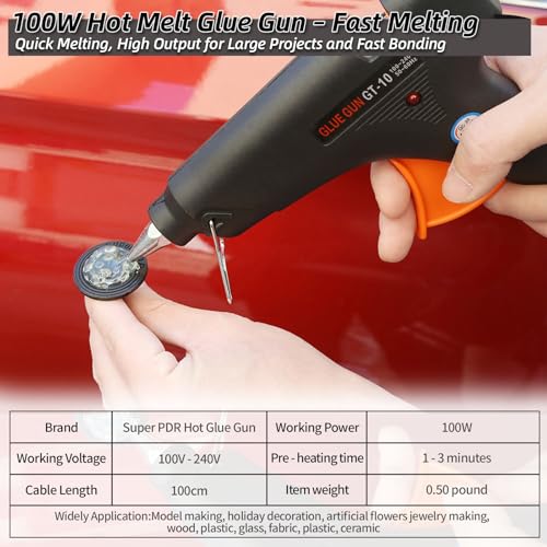 Super PDR 93PCS Paintless Dent Repair Kit, Car Dent Removal Tools, PDR Tools, Dent Puller Kit with Dent Lifter, Bridge Puller, Slide Hammer T-Bar for Car Body Dents, Kit Includes Glue Removal Tool