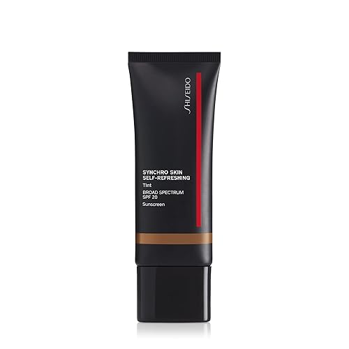 Shiseido Synchro Skin Tinte autorrefrescante SPF 20 Cobertura ligera, hidratante tintado 12 horas de uso, hidratación 24 horas, impermeable,