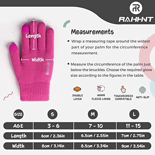 Image of Rahhint Kids Winter Gloves for Boys Girls Children Toddler Thermal Wool Knit Gloves with Insulated Fleece Lining Keep Hand Warm Gift