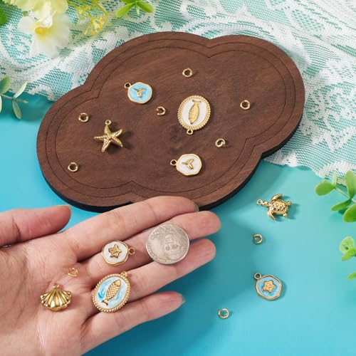 Image of Craftdady Golden Enamel Ocean Animals Pendants Stainless Steel Summer Sea Charms with Jump Ring for Jewelry Making Crafting Necklaces Bracelets Earrings Keychains