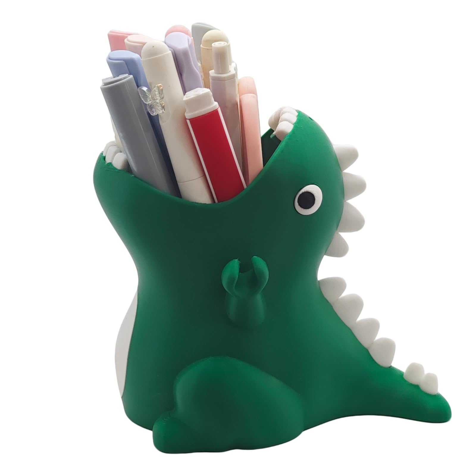 TIME&TRAVE Bonito soporte para bolígrafos de dinosaurio para escritorio, organizador de escritorio creativo, suministros de oficina, decoración de regalo para mujeres y niños