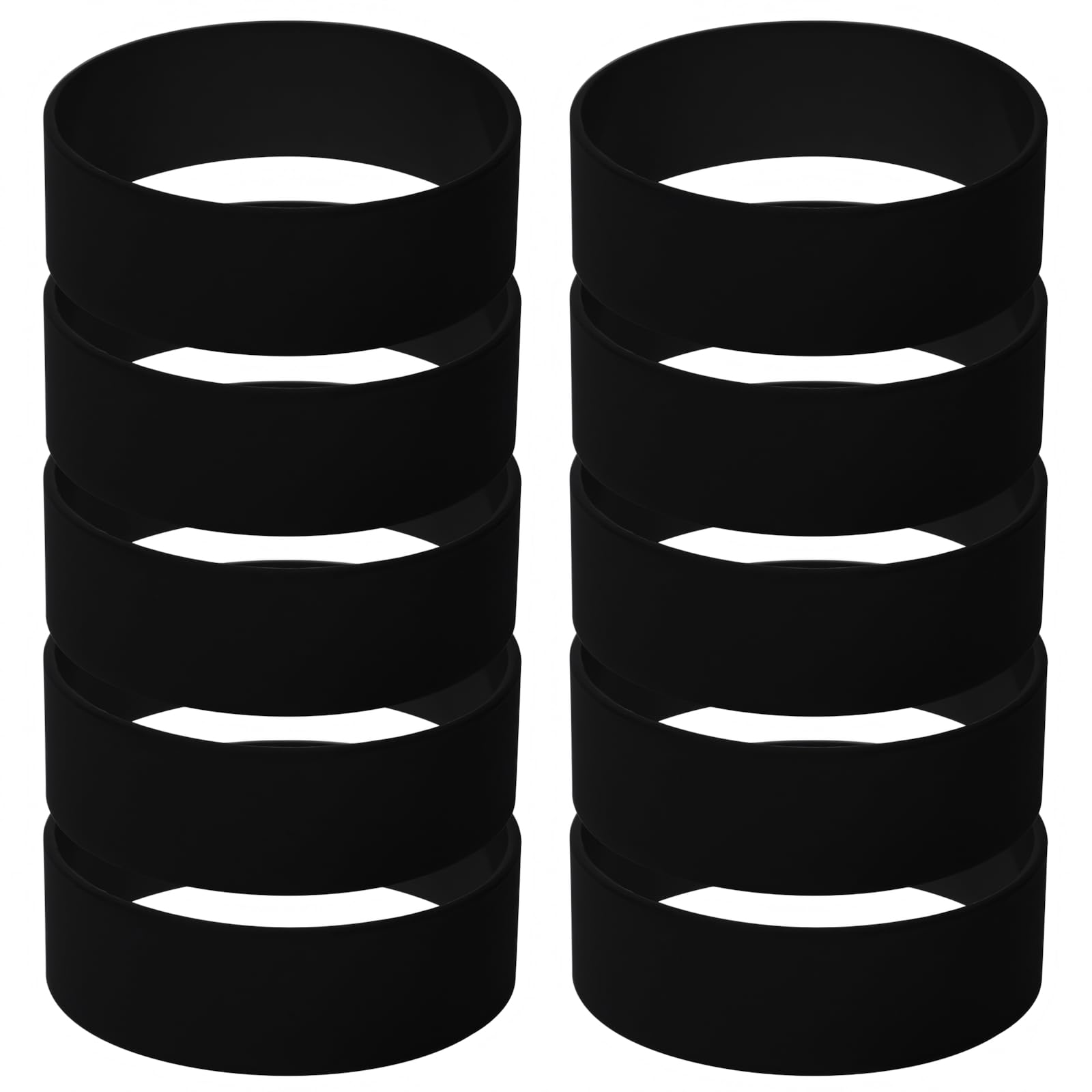 GOGO 10 PCS Wide Silicone Wristbands, Black Rubber Bracelets