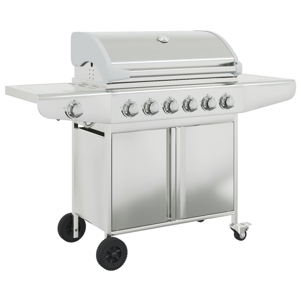Furniture Select - Barbacoa de gas con 7 quemadores, acero inoxidable plateado