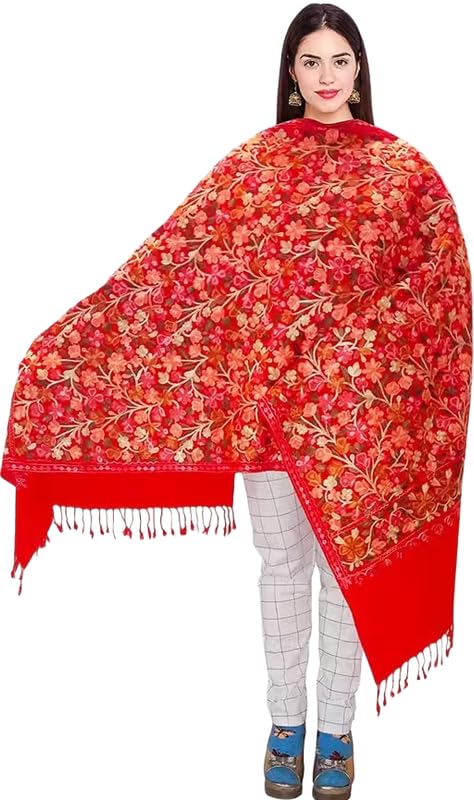Amrit Trading Company Kashmiri Embroidery Shawl for Women and Men, Floral Border Design, Woolen Stole, Women Stole (Pack of 01) ATC_Shawls_87-image-46