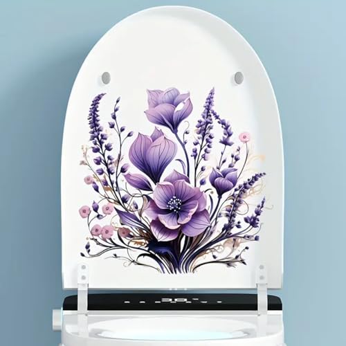 TOLOVIS Elegant Flower Branches Leaves Toilet Cover Sticker Decals,Flower leaf bird Waterproof Toilet Lid Tank Seat Decals Cistern Self-Adhesive Bathroom Wall Sticker