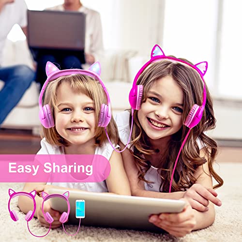 Olyre LX-YX230 Kids Headphones, Safe 85Db Volume Control Light Up Cat Ear Headphones thumb #4