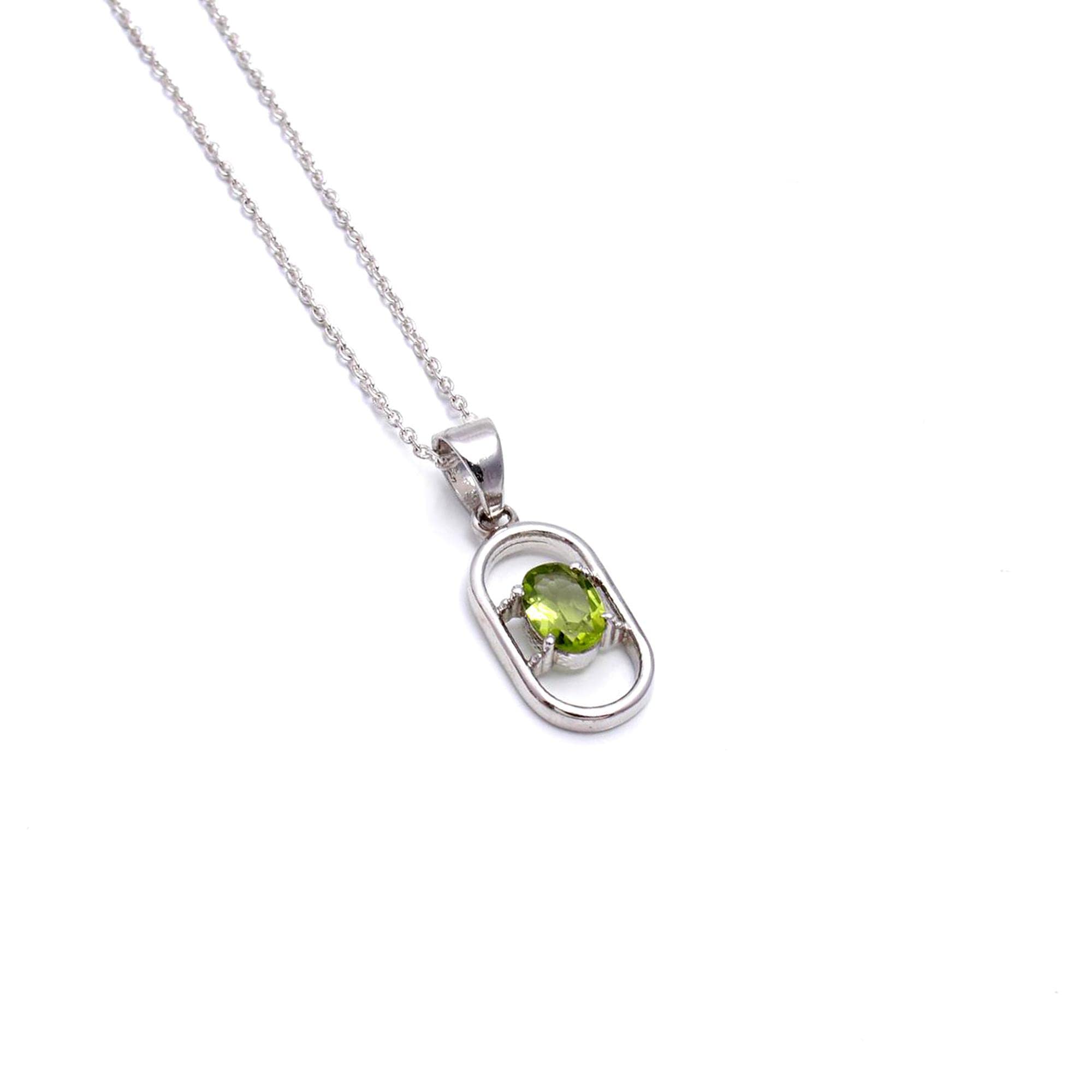 GemkoraGemkora Natural Peridot Gemstone Brilliant Oval Dainty Pendant Necklace, Zodiac, August Birthstone, Healing Crystals Women Jewelry in 925 Sterling Silver Chain 18 inch