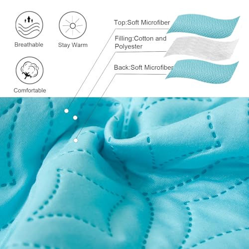 Image of 3 Piece Blue Daybed Cover Twin Size Cozy Daybed Sets Bedding Double Sided Quilting Cover Set Geometric Print Bedspread Coverlet All Season for Twin Bed with 2 Standard Shams,39 inchx75 inch