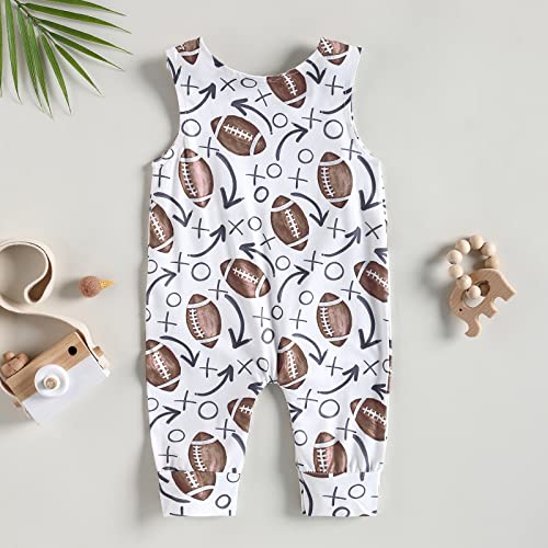 Baby Boy Girls Football Print Sleeveless Romper Bodysuit One Piece Football Outfit Suspender Jumpsuit3