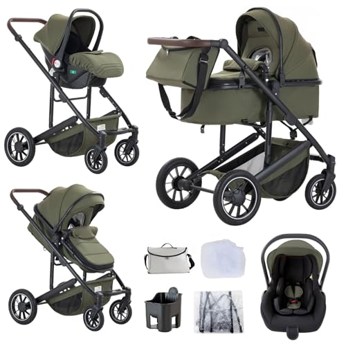 Lnhcrbs Carrito Bebe 3 en 1,Verde-Conjunto de Silla de Paseo&Silla de Coche,Silla de Paseo Reversible con asa Ajustable,Cesto Para Dormir&Capazo con Cubrepiés,Almohadillas de Algodón Espesas,0-4,22KG Lnhcrbs Carrito Bebe 3 en 1,Verde-Conjunto de Silla de Paseo&Silla de Coche,Silla de Paseo Reversible con asa Ajustable,Cesto Para Dormir&Capazo con Cubrepiés,Almohadillas de Algodón Espesas,0-4,22KG