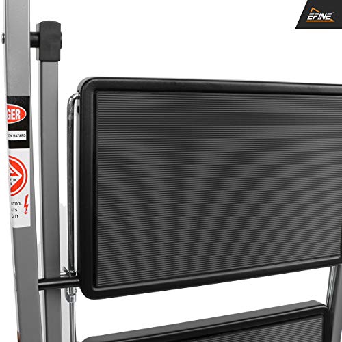 EFINE 4 Step Ladder, Slim Folding Design Step Stool, High Grade Steel with Smooth Powder Coating, Sturdy and Lightwight, Holding up to 330lbs. (Gray)