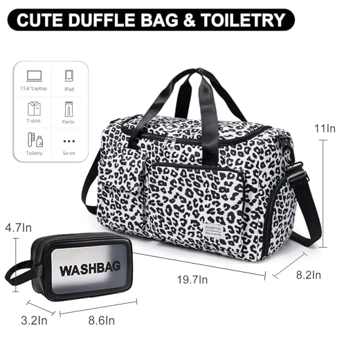 Image of Small Gym Bag for Women, Travel Duffle Bag Carry On Weekender Bag with Shoe Compartment