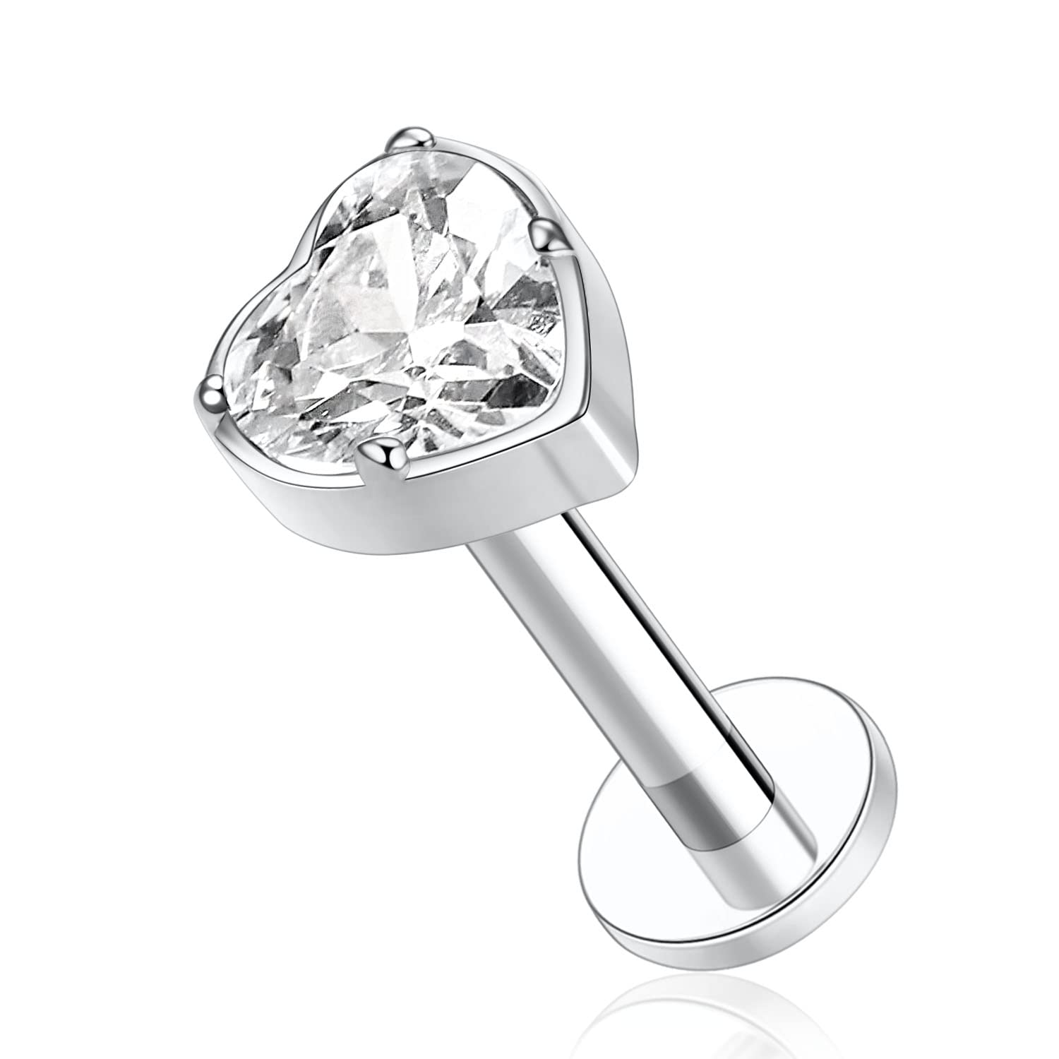 AROWRO 16G Labret Studs Lip Rings G23 Titanium Monroe Lip Piercing Jewelry Internally Threaded Helix Tragus Cartilage Conch Earring Women Girls Piercing Jewelry CZ Opal — view 20
