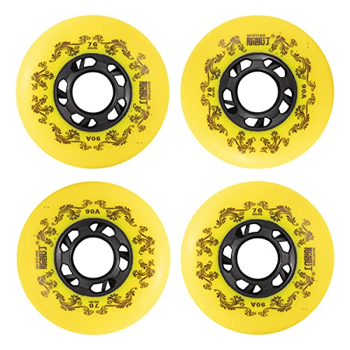 SGARQI 4-Pack Inline Skate Wheels Outdoor 90A Freestyle Durable Tire72mm 76mm 80mm for Choose Hockey Roller Blades Replacement Wheel with Bearings and Aluminum Spacers (80MM, Yellow)
