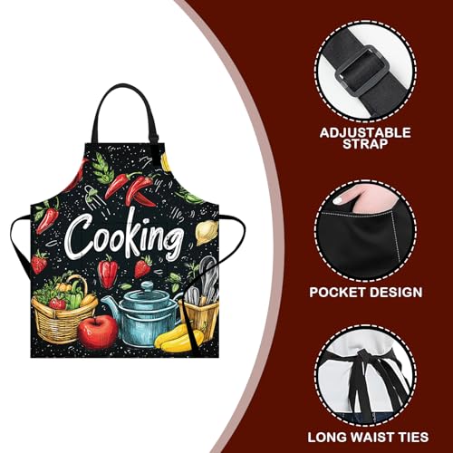 Image of Nuxovilar Cute Cooking Kitchen Apron, 26.77 * 30.7 Inches, Essential for Kitchen Cooking, Baking, Festive Gatherings