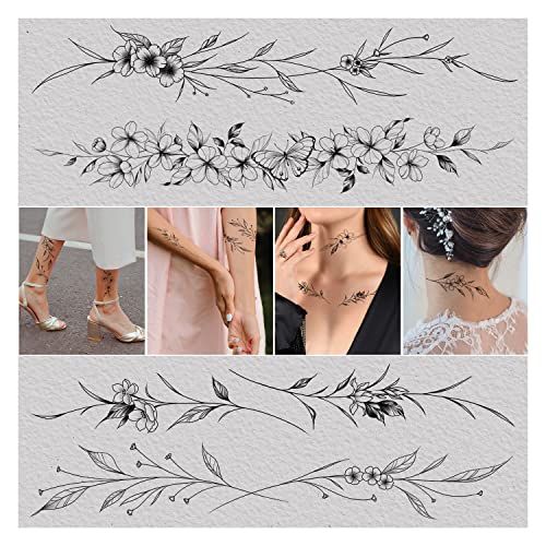 Cerlaza Tiny Temporary Tattoos for Women Girls, Realistic Fake Ta...