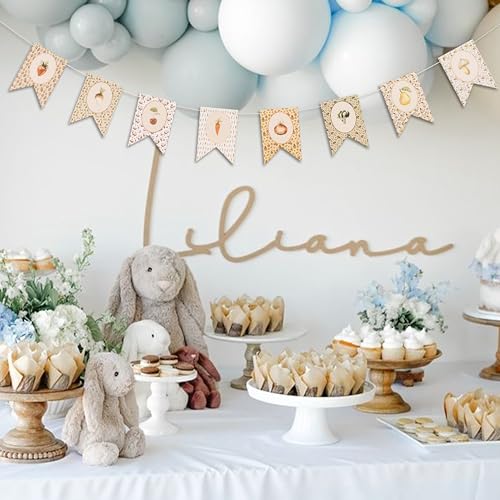 Image of ZAIBIANHAO Fruit and Vegetable Farmers Market Banner | Locally Grown Baby Shower Bunting Banner,Vegetable Farmer's Party Decorations for Kids Produce Stand