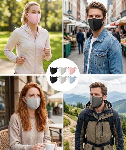 Image of 10PCS UV Protection Mask for Women, Sun Protection Face Mask for Women, Color Set with Black, Dark Grey, Light Grey, Blue, Three-Dimensional Design for Comfortable Fit During Outdoor Activities
