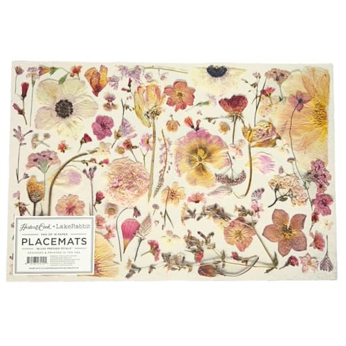 Hester & Cook Disposable Paper Placemats for Dining Table - Square Paper Mats for Parties or Weddings - 18 Sheets Per Pad Made in USA (Blush Floral)