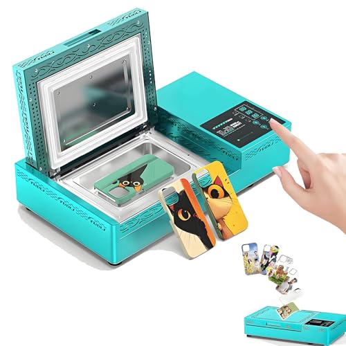 HuanEssentric Máquina Prensado Térmico 3D para Fundas Teléfono,Kit Sublimación con Moldes Y 20 Carcasas para Fabricación Fundas