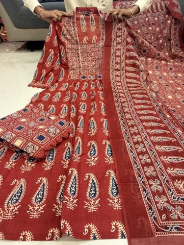 Image of Nermosa Women's Printed Anarkali Kurta Palazzo Set with Dupatta