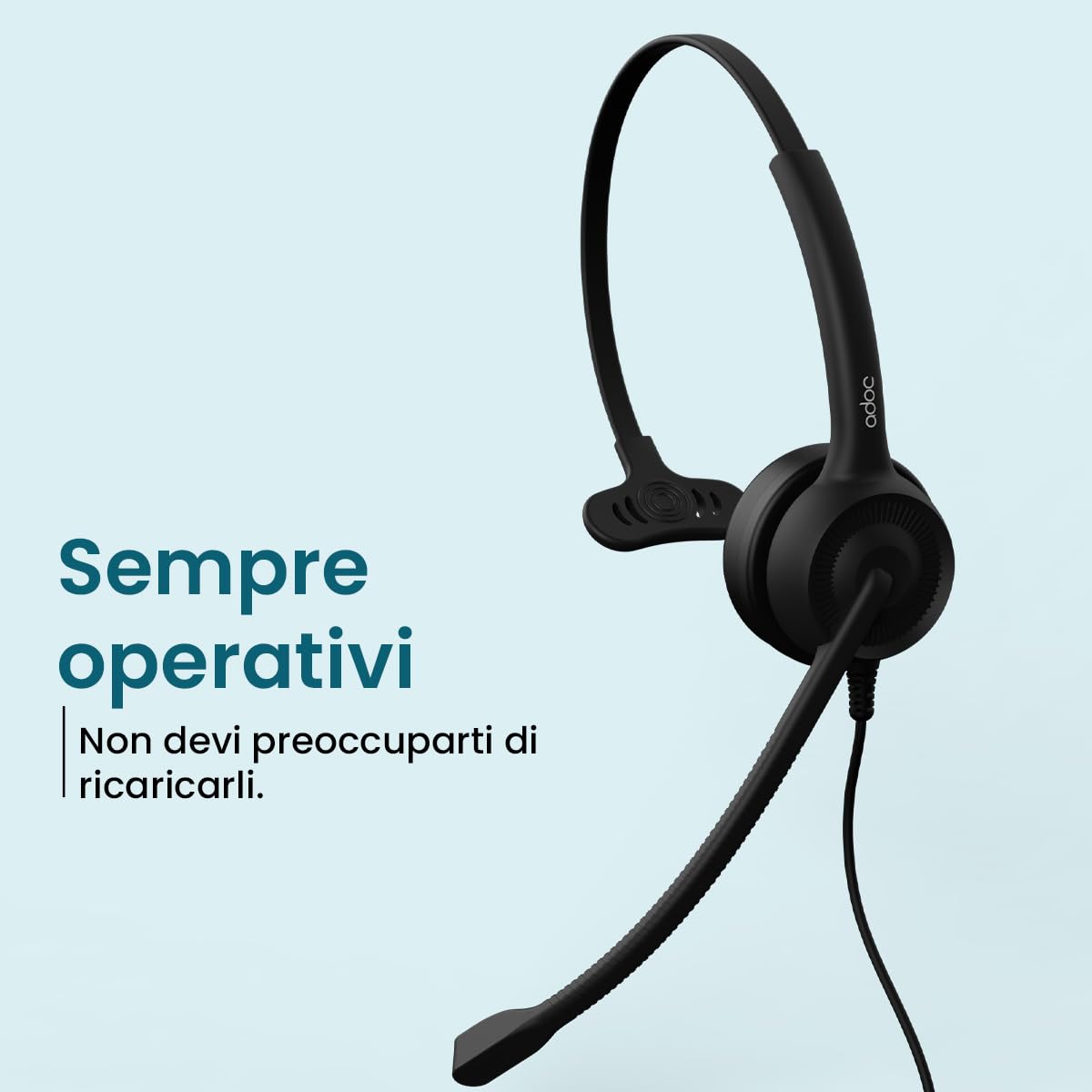 ADOC Cuffie con microfono HC01, cancellazione del rumore, cavo 1,5 m, cuscinetti in pelle, fascia regolabile, microfono girevole a 360 gradi. Colore: nero.
