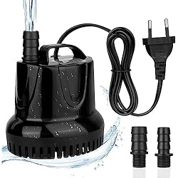 flintronic Mini Bomba de Agua, 25W/1200L/H Bomba de Acuario con 2 Boquillas, Altura máxima 1.8m, Bomba de Agua, Bomba Sumergible, Bomba de Fuente de Estanque Bomba de Acuario de Fuente -EU Enchufe