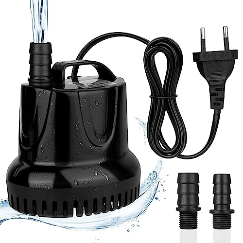 flintronic Zatapialna pompa wodna, 25 W, 1200 l/h, ultra-cicha pompa akwariowa z 4 przyssawkami do stawu rybnego, fontanny, zbiornika na ryby, 2 dysze